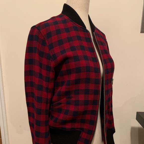 Andrew Gingham Wool Bomber Jacket In Multi Pattern - Picture 7 of 12